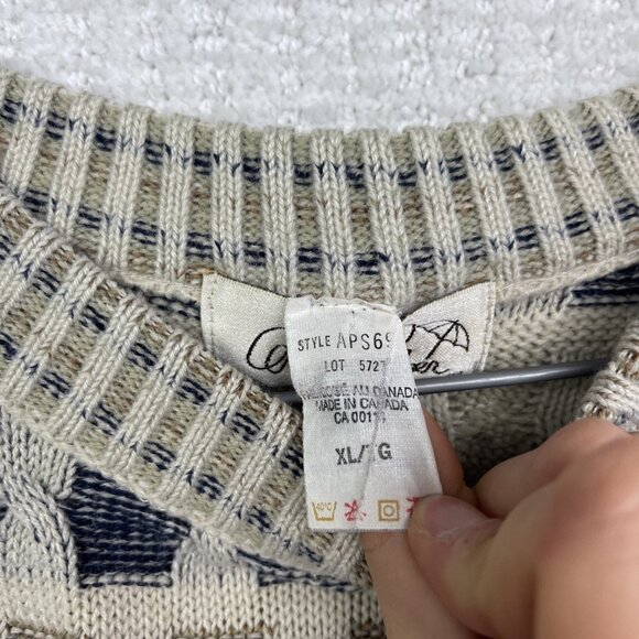 VTG 90s Arnold Palmer Earth Tone 3D Cable Knit Style Sweater Size XL Canada made - Picture 8 of 15